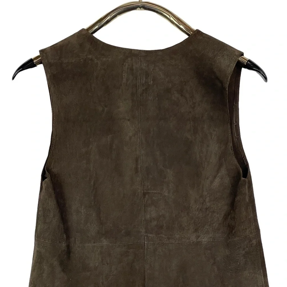 URBAN OUTFITTERS BROWN LEATHER SLEEVELESS LACE BUST RETRO 70'S MINI SHIFT DRESS